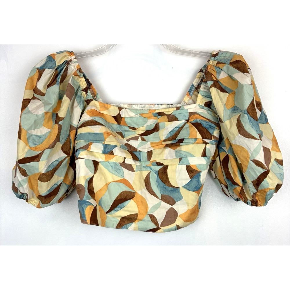 Abercrombie & Fitch Top Womens XS Babydoll Balloon Sleeve Geometric Print